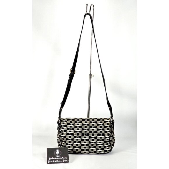 Kate Spade Women's Black White Fabric Essex Scout Purse Messenger Small 1875 - Picture 8 of 11
